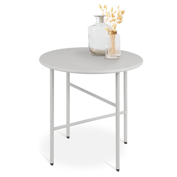 Beautissu Finn Beistelltisch Ø 44x46cm Hellgrau Metall