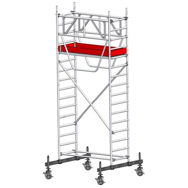 Rollgerüst mit roter Ablagefläche