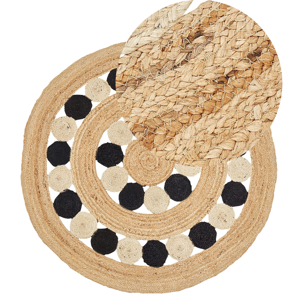 Teppich HOVIT Schwarz ø 140 cm Jute