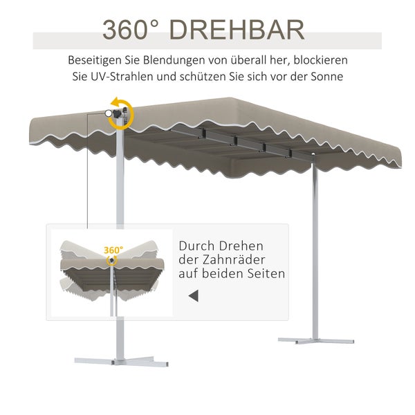 Outsunny Standmarkise, 402,5cm x 227cm x 220cm, Polyester, Khaki
