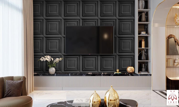 3D Wandpaneel 50x50 cm – PVC Kunststoff in realistischer 3D Optik – Roma Klassiker Desing D145 Schwarz