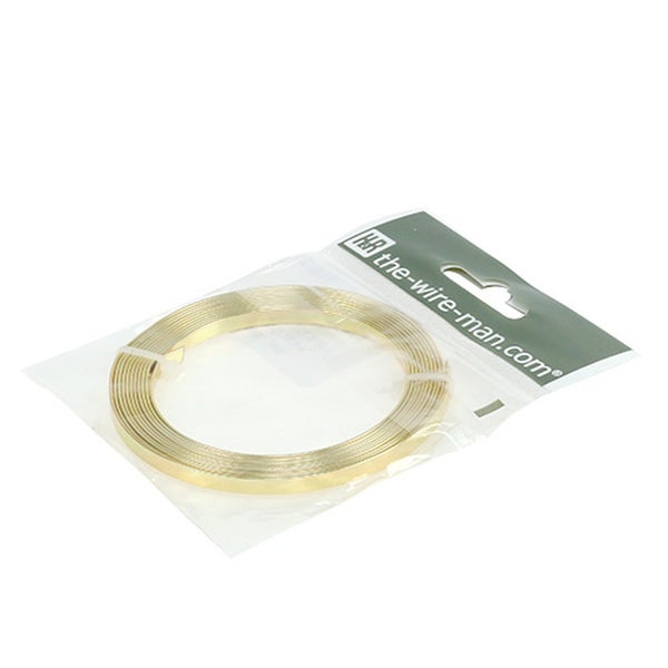 Flachdraht aus Messing in einer Kunststoffverpackung von the-wire-man.com.