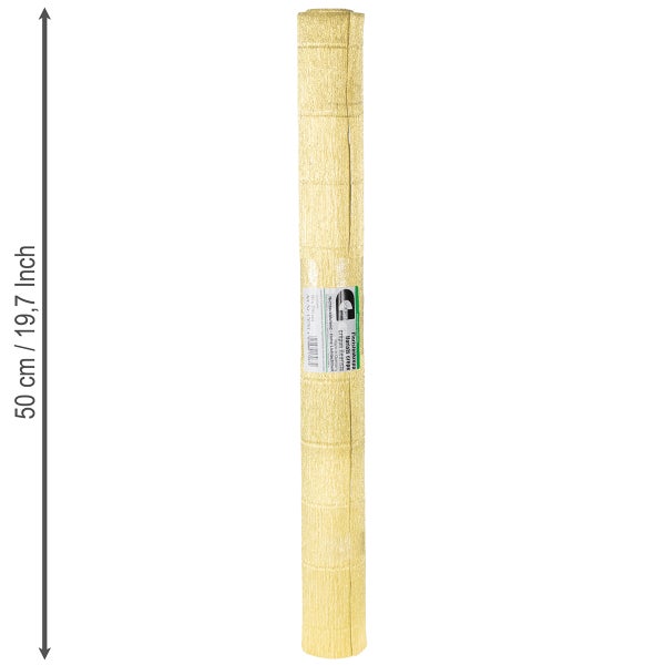 Rolle hellgelber Floristenkrepp, 50 Zentimeter breit, lichtecht und nicht ausblutend, zum Basteln und Dekorieren.