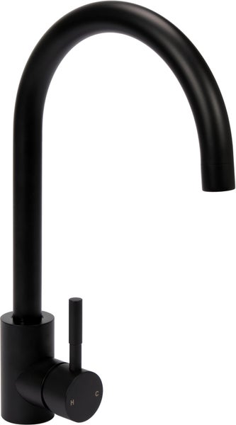 Küchenarmatur Steely, schwarz 26cm, Wasserhahn, Spültischarmatur, Mischbatterie