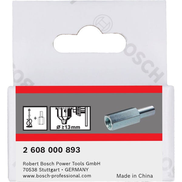 Bosch Adapter für Rührkörbe, geeignet für Bohrfutter mit einem Durchmesser von mindestens 13 Millimetern, aus Metall.