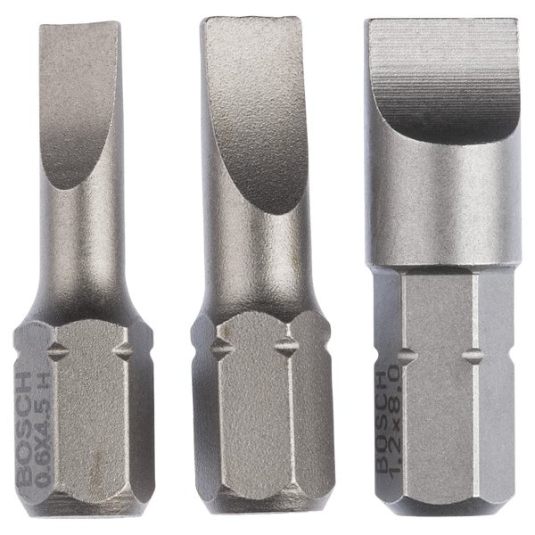 Bosch Schrauberbit-Set Extra-Hart (S), 3tlg. 25 mm, S0,6x4,5, S0,8x5,5, S1,2x8,0 - 2607001750