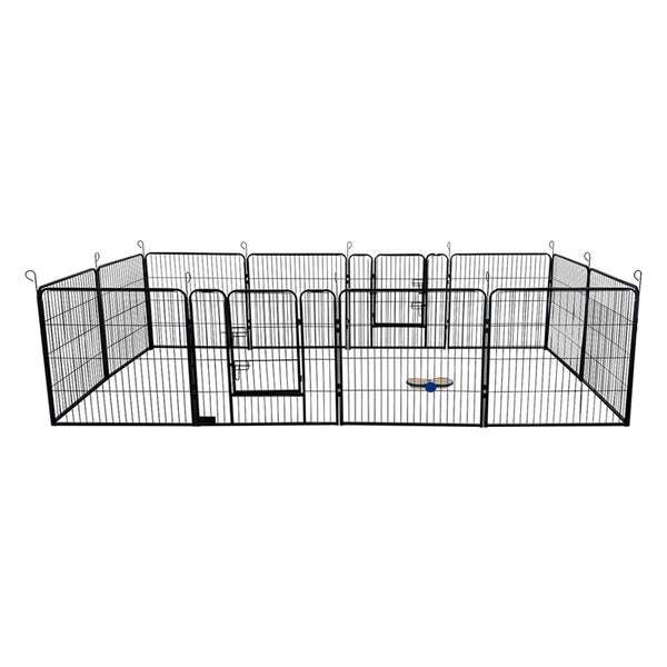 Home Deluxe - Welpenauslauf BARKI - 80 x 80 cm, 12-Teilig, Farbe: Schwarz, inkl. Türverriegelung, abgerundete Ecken und Kanten I Welpenspielplatz Welpenfreilauf