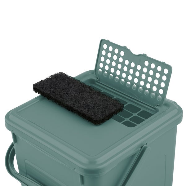 PROREGAL Robuster Abfalleimer Mit Geruchsdichtem Deckel und Kohlefilter 9 Liter HxBxT 27 x 23 x 22,5 cm Kunststoff Grün