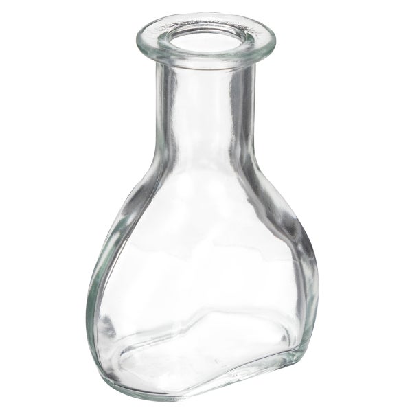Kleine Glasvase mit bauchigem Körper und schmalem Hals.