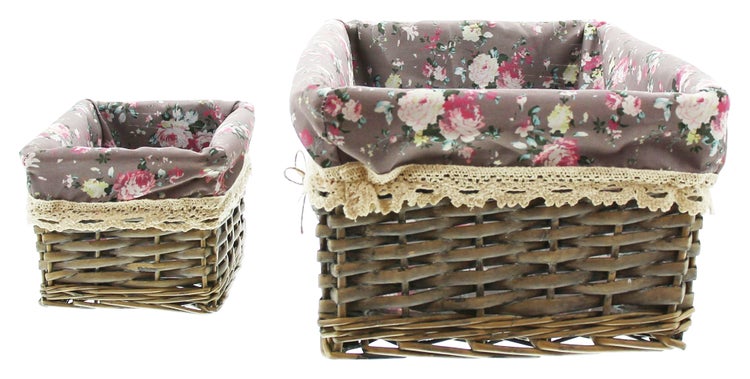 FRANK FLECHTWAREN | Universalkorb Rosenliebe, 4er Set, WEIDE, 40 x 25 x 16 cm, 20 x 14 x 11 cm