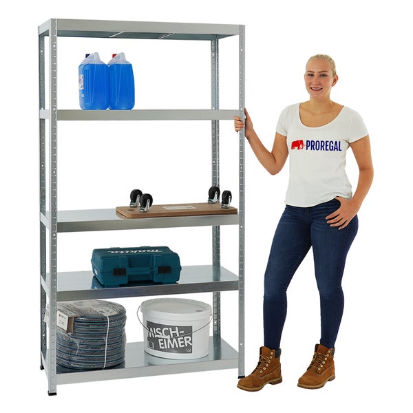 PROREGAL Schwerlastregal Steel Eagle HxBxT 180 x 100 x 40 cm Fachlast 130 kg Verzinkt