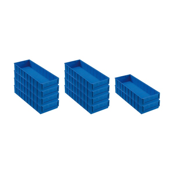 PROREGAL SparSet 10x Blaue Indurstriebox 500 B HxBxT 8,1 x 18,3 x 50 cm 6 Liter Sortimentskasten