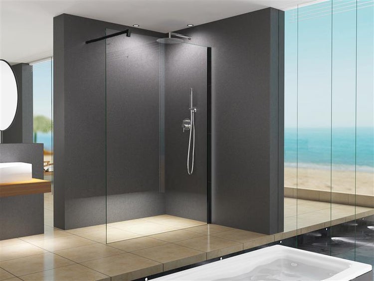 Glaswerk Westfalen - LiLy 90x200 cm Walk in Duschwand  Klarglas Schwarz