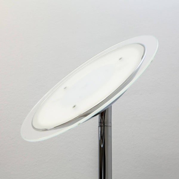 Lindby Stehlampe, Deckenfluter dimmbar Metall chrom Standleuchte 45° neigbarer Leuchtkopf Standlampe Lampe Wohnzimmer Schlafzimmerlampe Stehleuchte