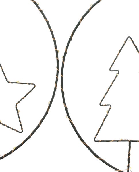Dekorative Weihnachtsbeleuchtung mit Baum- und Sternmotiven