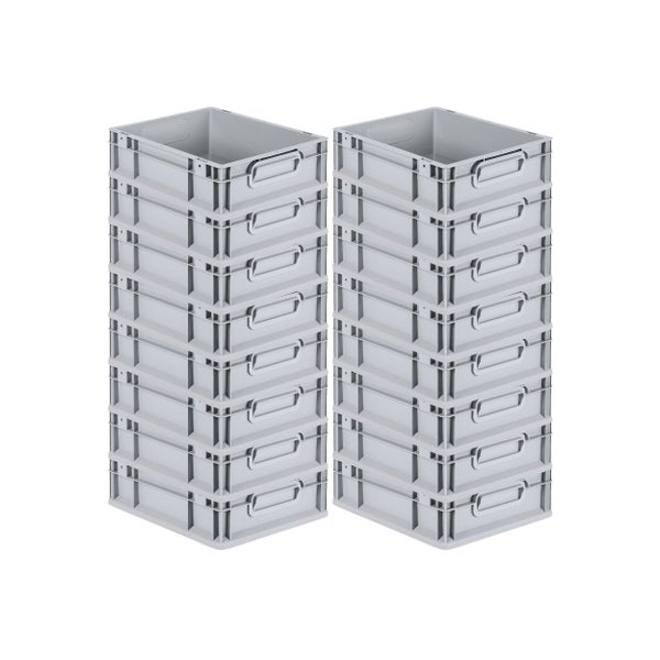 PROREGAL Spar Set 16x Eurobox Nextgen Economy Mit Scharnierdeckel & Schwarzen Schiebeschnappverschlüssen Griffe Geschlossen HxBxT 12 x 30 x 40 cm