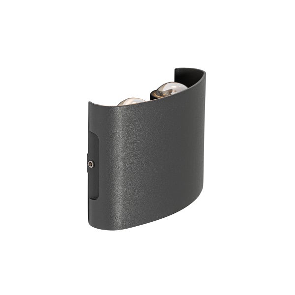 Moderne Außenwandleuchte in gebogener Form, Metall anthrazit, für Beleuchtung nach oben und unten.