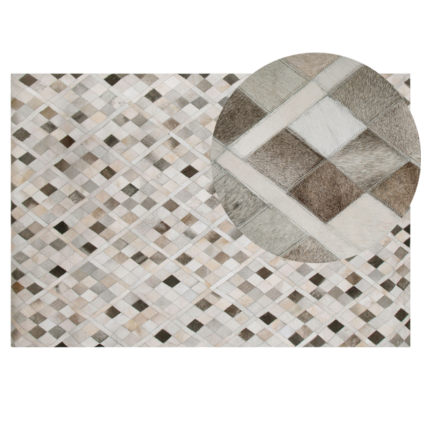 Teppich HIRKA Grau 140 x 200 cm Echtleder