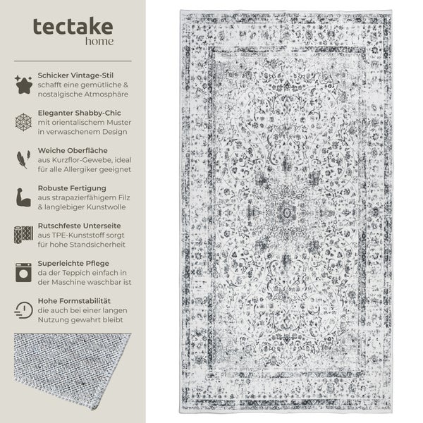 Vintage Designer Teppich tectake rutschfeste Unterseite verschiedene Größen 80 x 150 cm