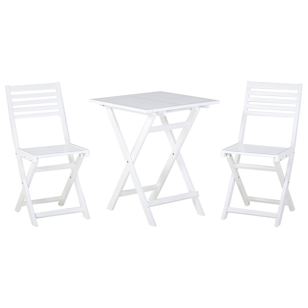 Bistro Set klappbar FIJI Akazienholz Weiß