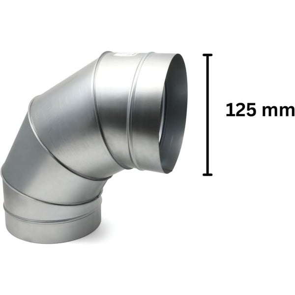 Winkel-Stück 90° aus Metall – 125 mm Verbindungsstück für Growboxen, Lüftungssysteme & Klimaanlagen