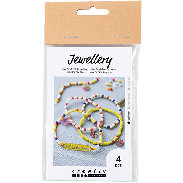 Creativ Company DIY Sets Beads Mini Kreativ Set Schmuck, Armbänder aus Schrumpffolie, Kreativ Box