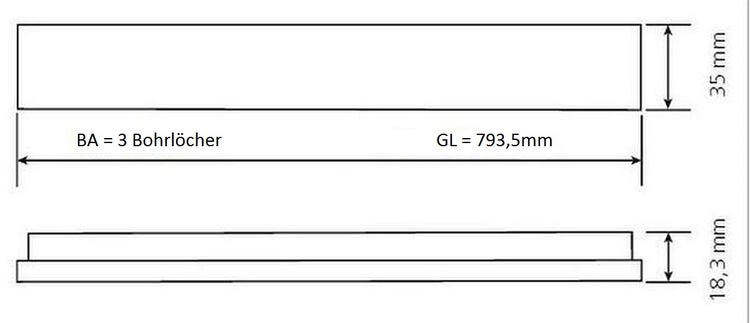 Technische Zeichnung mit Abmessungen