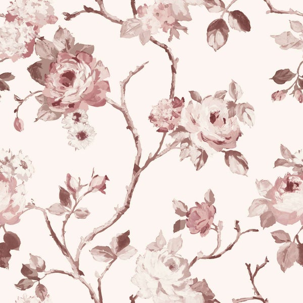 Vliestapete mit romantischem Rosenmuster in floralem Design für die Wandgestaltung.