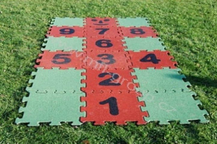 Gummifliese Rot 25mm - 50x50 cm - Puzzle System Eckstück