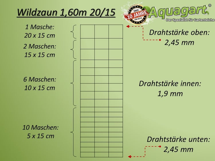 250m Wildzaun Forstzaun 160/20/15 Schwere Ausführung+ Z-Profil Zaunpfosten