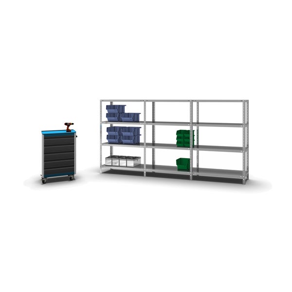 PROREGAL Fachbodenregal Schraubsystem Medium-Duty Grundregal HxBxT 150 x 100 x 40 cm 4 Ebenen Fachlast 200 kg Beidseitig Nutzbar Verzinkt