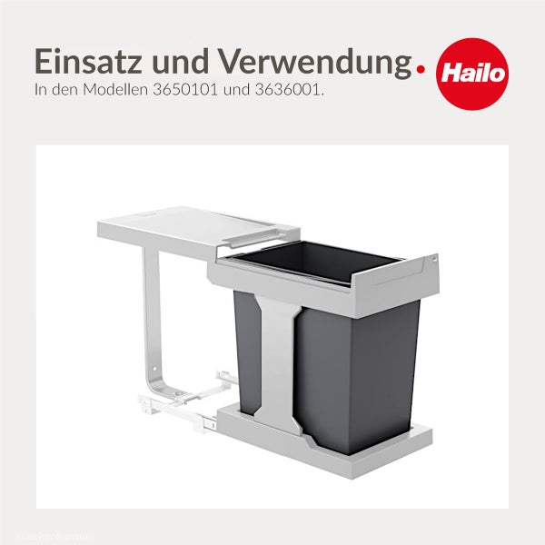 Hailo Einbau-Abfalleimer mit einem Behälter und Auszugsschienen