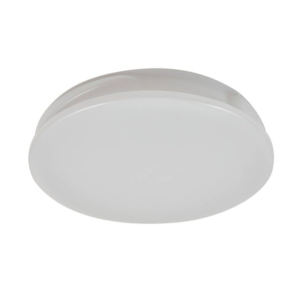 Runde, weiße Deckenleuchte aus Kunststoff für den Innenbereich.
