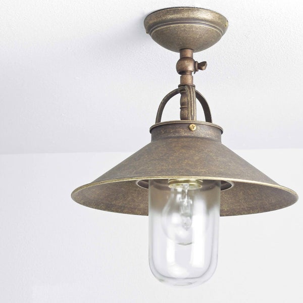 Deckenleuchte im Vintage-Design mit Glasschirm und Metallgehäuse