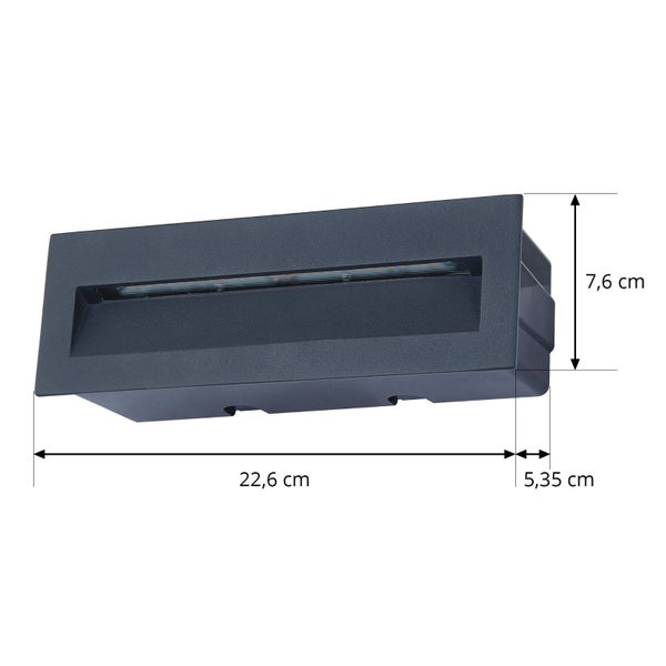 Lucande LED Wandeinbaulampe aussen rechteckig, spritzwassergeschützt IP54 Außenleuchte Treppenbeleuchtung 1 x 6W