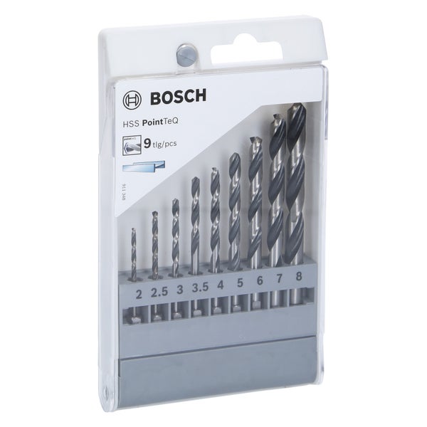 Bosch HSS PointTeQ Sechskantbohrer-Set 9tlg. 2/2,5/3/3,5/4/5/6/7/8 mm - 2607002826