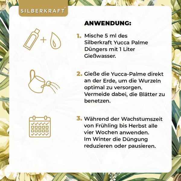 SILBERKRAFT Yucca Dünger – Für Yucca & Palmlilien – NPK Flüssigdünger – 1 Liter