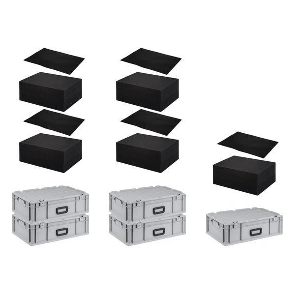 PROREGAL SuperSparSet 5 x Eurobox NextGen Portable Mit Rasterschaumstoff und Schaumstoffeinlage HxBxT 18,5 x 40 x 60 cm 34 Liter Eurobehälter Transportbox