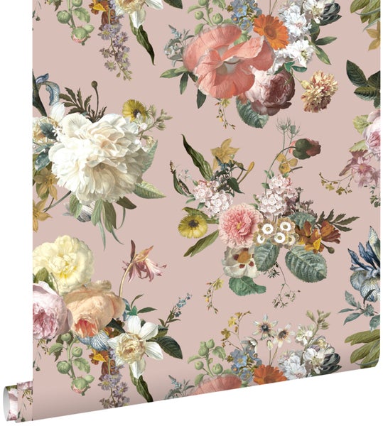 ESTAhome Tapete Blumenmuster Altrosa - 53 cm x 10.05 m - 139367