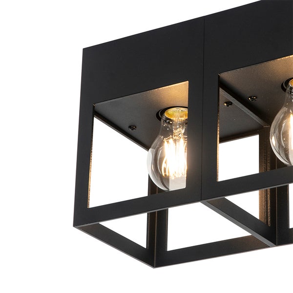 Schwarze Deckenleuchte mit mehreren Lichtquellen und geometrischem Design