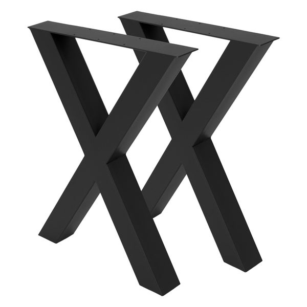 ML-Design 2er Set Tischbeine Kreuz X-Form 60x72,5 cm Schwarz, Profil 8x8cm, pulverbeschichteter Stahl, Industriedesign, Metall Tischkufen Tischgestell Kreuzgestell Möbelfüße, für Esstisch Schreibtisch