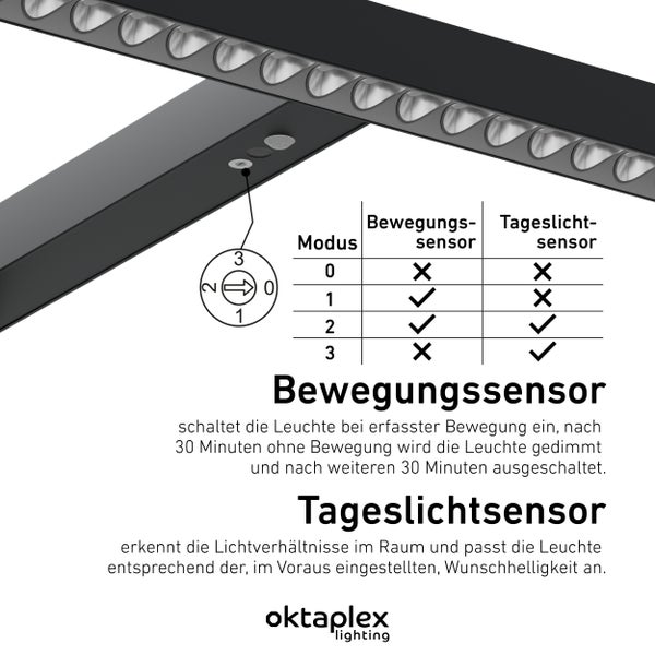 Büro Stehleuchte Lund dimmbar mit Präsenzsensor 10800lm 2700K-5700K Aluminium Monitorlampe schwarz 80W perfekte Arbeitsplatzbeleuchtung