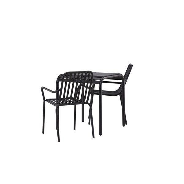 Gartentischgruppe mit zwei Stühlen aus Metall