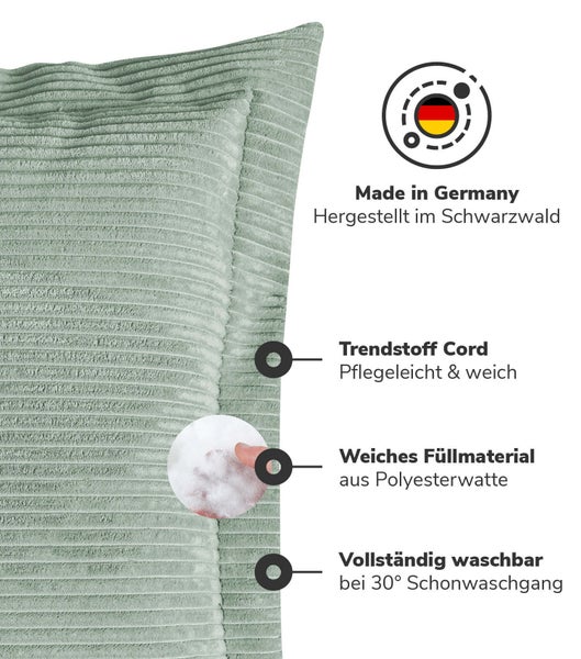 mokebo Sofakissen aus Cord 'Das Wölkchen', Couchkissen oder Flatterkissen in Grün