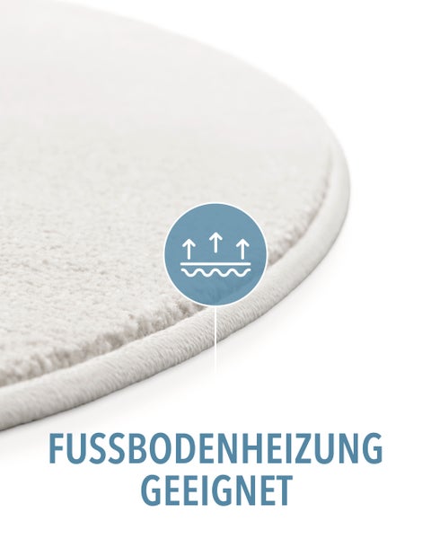 Teppich mit Symbol für Fußbodenheizung geeignet.