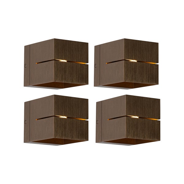 Set mit 4 Smart Wandleuchten Dunkelbronze 9,7 cm Inkl. WiFi G9 - Transfer Groove