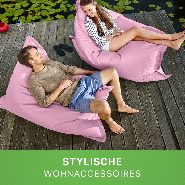 Green Bean Sitzsack XXL 140x180cm 380 Liter Kinder & Erwachsene Bean Bag EPS Perlen Füllung Riesensitzsack Groß Draußen Outdoor Liegekissen Waschbar Wetterfest Lounge Sitzkissen Bodenkissen Rosa