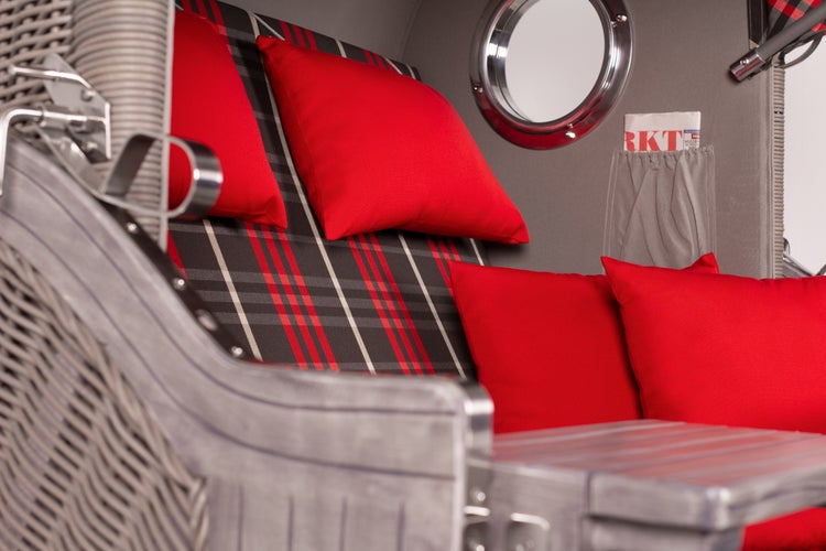 Strandkorb Rantum Mahagoni washed grey PE koboo grey Dessin 529