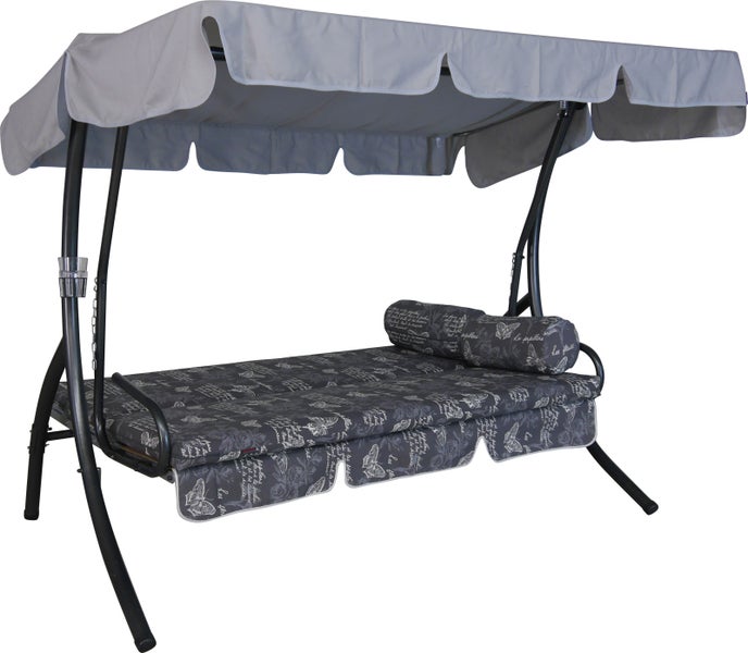 Hängeliege mit Sonnendach, Kettenaufhängung und Kissen