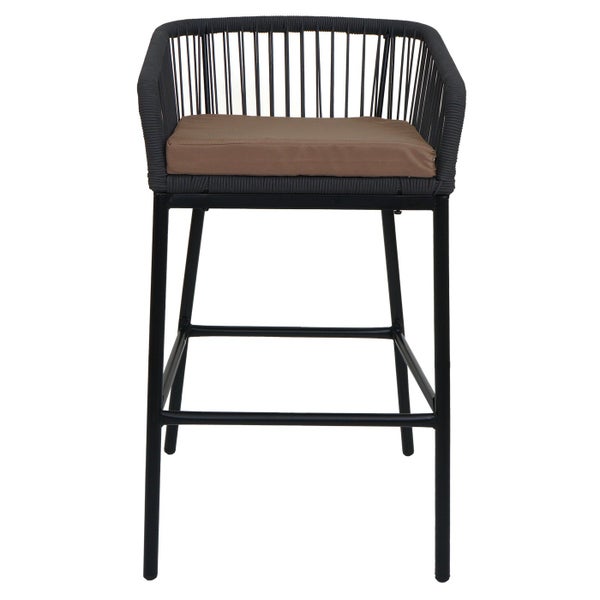 Barhocker mit Armlehnen und braunem Sitzkissen